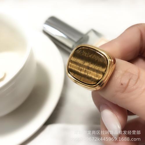 韩国新款时尚ins黄铜虎眼戒指工厂批发情侣组合戒指套装饰品女